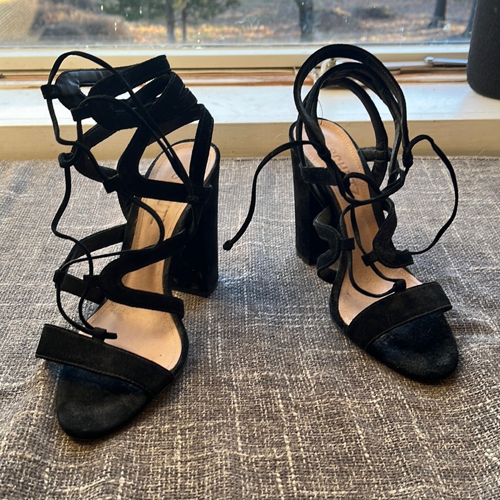 Schutz lace up block heel sandals